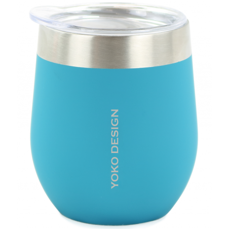 MUG ISOTHERME 250ML " DUO " BLEU / INOX AVEC COUVERCLE YOKO DESIGN 1757 / 8255