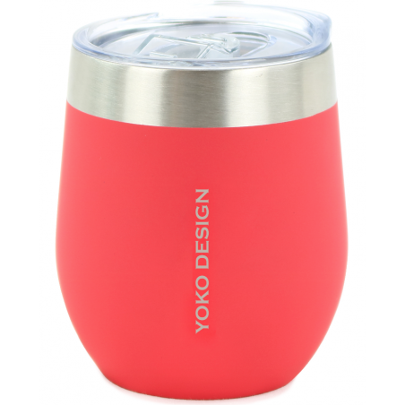 MUG ISOTHERME 250ML " DUO " ROUGE / INOX AVEC COUVERCLE YOKO DESIGN 1756 / 8254