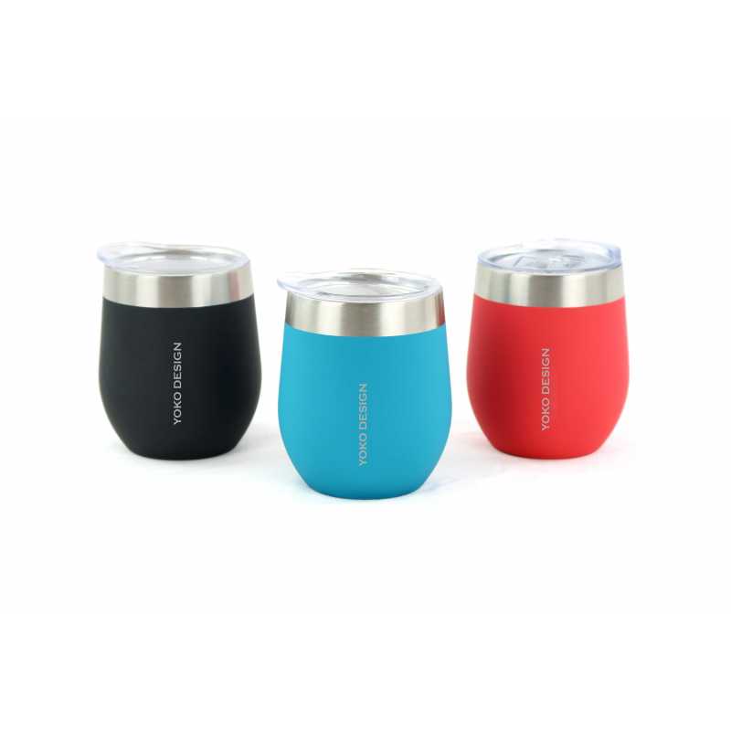 MUG ISOTHERME 250ML " DUO " ROUGE / INOX AVEC COUVERCLE YOKO DESIGN