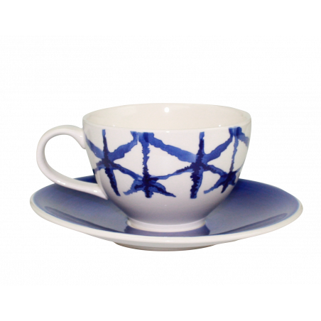 LOT DE 6 TASSES 300ML EN CERAMIQUE " INDIGO DYE " ARD'TIME IDTASTHE