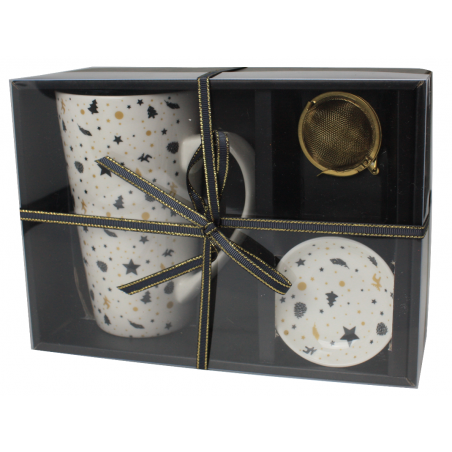 COFFRET MUG HAUT 510ML, COUPELLE, BOULE A THE "REVE ETOILE" RE-MUGHT