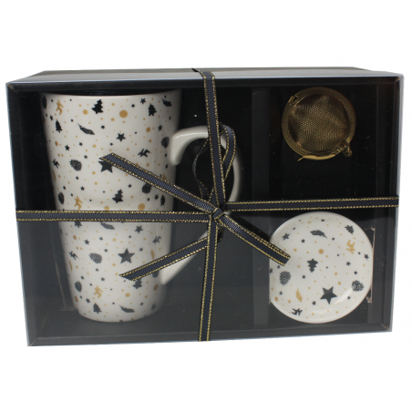 COFFRET MUG HAUT 510ML, COUPELLE, BOULE A THE "REVE ETOILE" RE-MUGHT