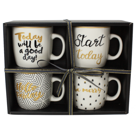 COFFRET 4 MUGS 380ML EN PORCELAINE "REVE ETOILE" RE-4TAS1