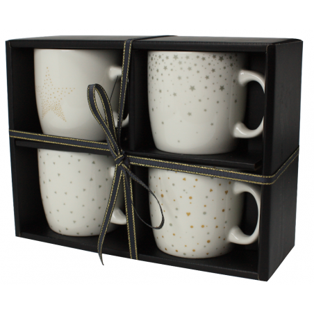 COFFRET 4 MUGS 380ML EN PORCELAINE "REVE ETOILE" RE-4TAS2