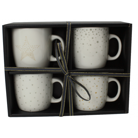COFFRET 4 MUGS 380ML EN PORCELAINE "REVE ETOILE" RE-4TAS2