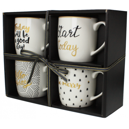 COFFRET 4 MUGS 280ML EN PORCELAINE "REVE ETOILE" RE-4MUG1