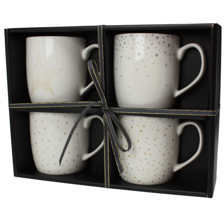 COFFRET 4 MUGS 380ML EN PORCELAINE "REVE ETOILE" RE-4MUG2