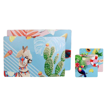 LOT DE 6 SETS DE TABLE ET 6 DESSOUS DE VERRE " POOL PARTY " ARD'TIME PP6SET
