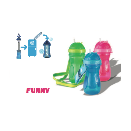 GOURDE 380ML FUNNY BLEU AVEC TUBE REFRIGERANT  ARD'TIME OU-FUNNY