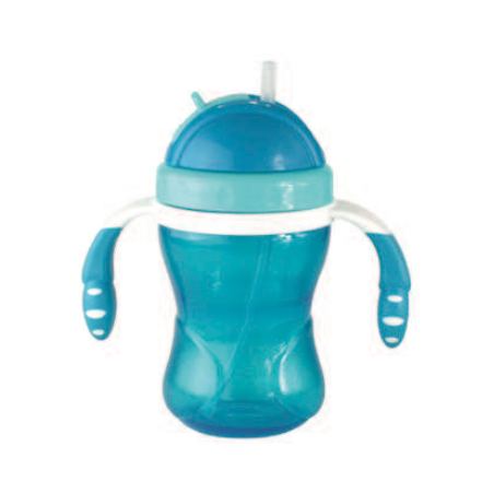 GOURDE 280ML "BABBY" BLEU AVEC PAILLE ET POIGNEE ARD'TIME OU-BABY