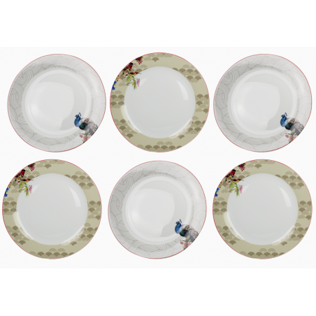LOT DE 6 ASSIETTES 27CM EN PORCELAINE "OZIO" ARD'TIME OZASGM-O