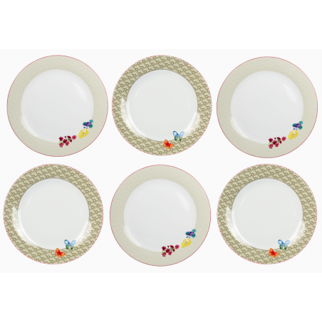 LOT DE 6 ASSIETTES 27CM EN PORCELAINE "OZIO" ARD'TIME OZASGM-F