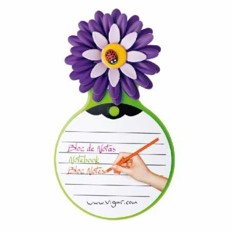 BLOC NOTES FLOWER POWER AVEC VENTOUSE MAUVE VIGAR 5914