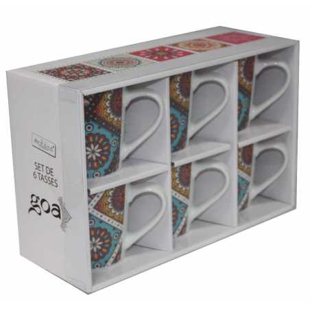 COFFRET DE 6 TASSES EN PORCELAINE "GOA" ARD'TIME GOA6TAS