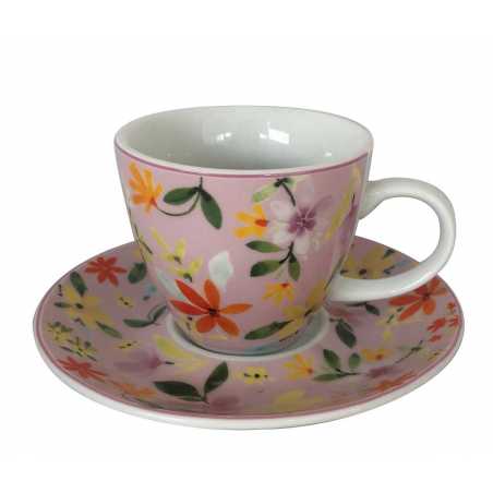 LOT DE 6 TASSE A THE EN PORCELAINE " FLOWERS " ARD'TIME FLOTASTHE