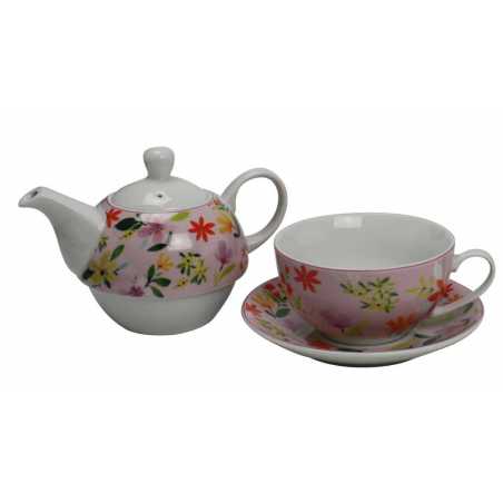 THEIERE SOLITAIRE EN PORCELAINE " FLOWERS " ARD'TIME FLOTHEI1