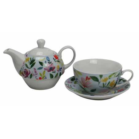 THEIERE SOLITAIRE EN PORCELAINE ROSE " FLOWERS " ARD'TIME FLOTHEI1/B