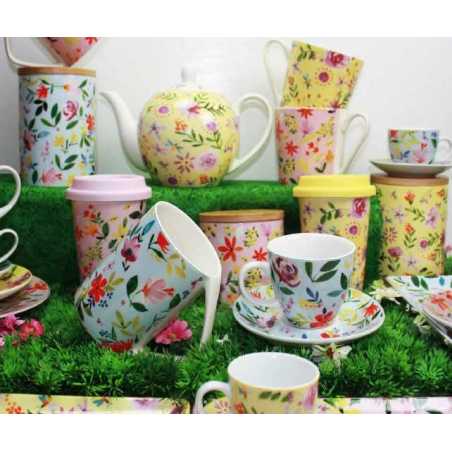 LOT DE DEUX BOITES 16CM EN PORCELAINE " FLOWERS " ARD'TIME FLOBOITGM