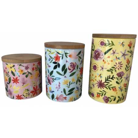 LOT DE TROIS BOITES EN PORCELAINE " FLOWERS " ARD'TIME FLOBOIT/PM/MM/GM