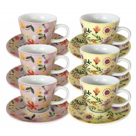 LOT DE 6 TASSE A THE EN PORCELAINE " FLOWERS " ARD'TIME FLOTASTHE