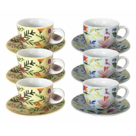LOT DE 6 TASSES A EXPRESSO 80ML EN PORCELAINE " FLOWERS " ARD'TIME FLOTASCAF