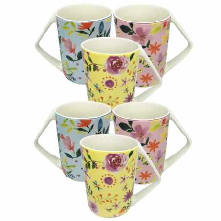 LOT DE 6 MUGS 400ML EN PORCELAINE " FLOWERS " ARD'TIME FLOMUGTRI