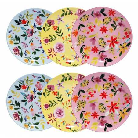 LOT DE 6 ASSIETTES 26CM EN PORCELAINE " FLOWERS " ARD'TIME FLOASGM