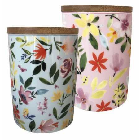LOT DE DEUX BOITES 16CM EN PORCELAINE " FLOWERS " ARD'TIME FLOBOITGM