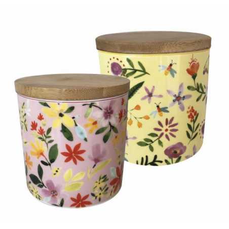 LOT DE DEUX BOITES EN PORCELAINE " FLOWERS " ARD'TIME FLOBOITPM
