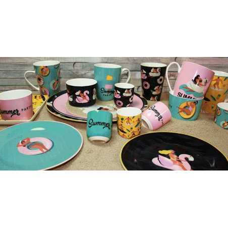 LOT DE 4 COUPELLES 9,2CM EN CERAMIQUE "HAPPY SUMMER" ARD'TIME HSCOUP