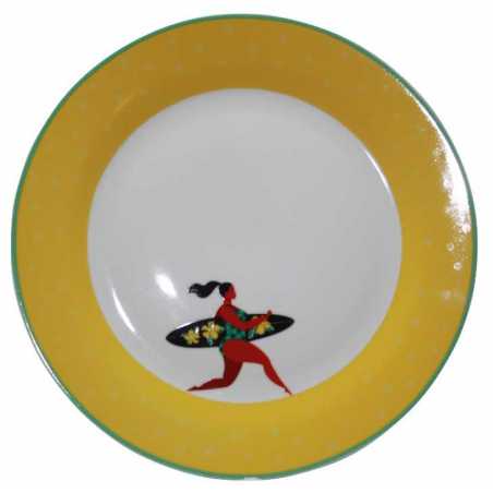 LOT DE 4 ASSIETTES 26CM EN CERAMIQUE "HAPPY SUMMER" ARD'TIME HSASGM