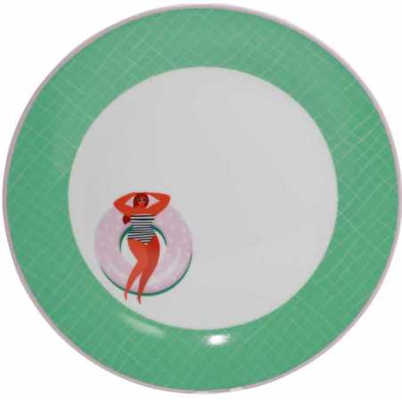 LOT DE 4 ASSIETTES 26CM EN CERAMIQUE "HAPPY SUMMER" ARD'TIME HSASGM