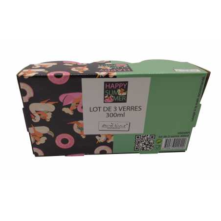 LOT DE 3 VERRES 300ML "HAPPY SUMMER" ARD'TIME HS3VER