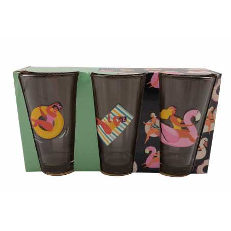 LOT DE 3 VERRES 300ML "HAPPY SUMMER" ARD'TIME HS3VER