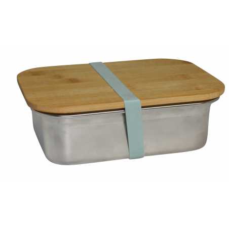 LUNCH BOX RECTANGULAIRE ESCAPADE 1200 ML INOX AVEC UN COUVERCLE EN BAMBOU ARD'TIME ESCLBRECTGM