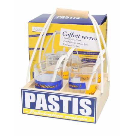 PANIER A PASTIS 4 VERRES AVEC LES CUILLERES CERAMIQUE ARD'TIME PAS4VER