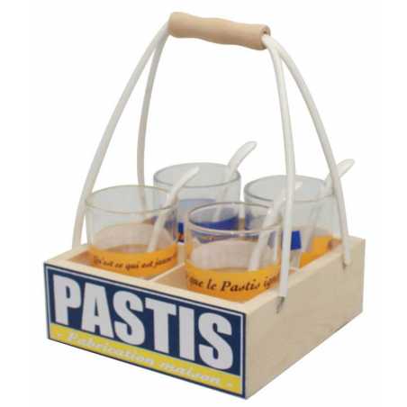 PANIER A PASTIS 4 VERRES AVEC LES CUILLERES CERAMIQUE ARD'TIME PAS4VER