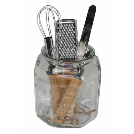 POT EN VERRE "BOBYO" AVEC 5 ACCESSOIRES EN FINITION BOIS ARD'TIME BOPOT5ACC