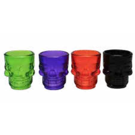LOT DE 4 VERRES A SHOT COLORES 50ML CUBANIOS TETE DE MORT ARD'TIME CUB4MOR