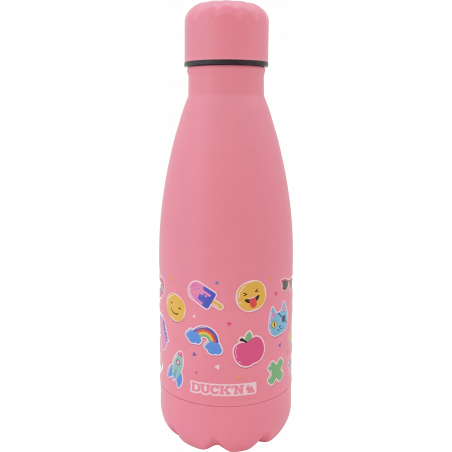 BOUTEILLE 350ML ISOTHERME ROSE "EMOTICONES" DUCK'N BOUT350MIX/8