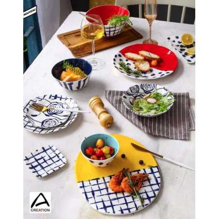 PLAT / SALADIER 20CM EN CERAMIQUE "INDIGO MOOD" A CREATION IMSAL