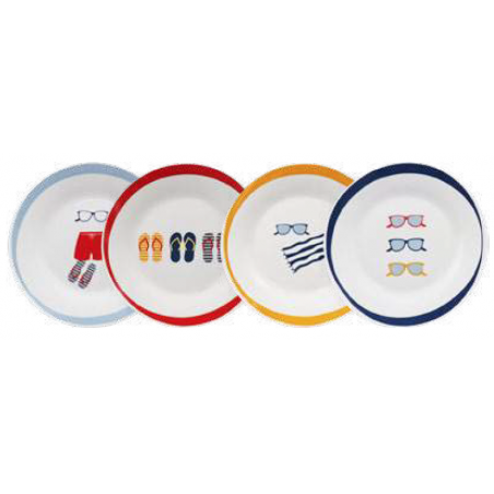 LOT DE 4 ASSIETTES ø 20,5 CM EN CERAMIQUE "ESCLAE" ARD'TIME TONGASPM
