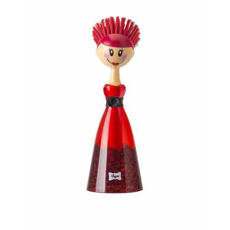 BROSSE VAISSELLE DOLLS TRANSPARENTE ROUGE VIGAR 8028