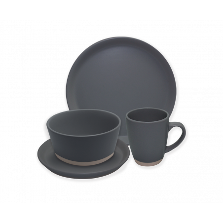 SERVICE 16 PIECES GRIS FONCE EN CERAMIQUE "IKO" ARD'TIME IKSERV16-2