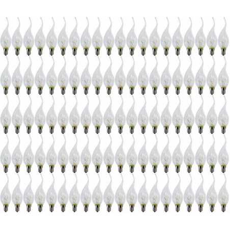 LOT DE 100 AMPOULES INCANDESCENCE FORME DE FLAMME 15W CLAIRE E14 230V CLEAR 9901500