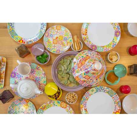 LOT DE 6 ASSIETTES ø 26,5CM EN CERAMIQUE "ZELLIG" ARD'TIME ZELASGM