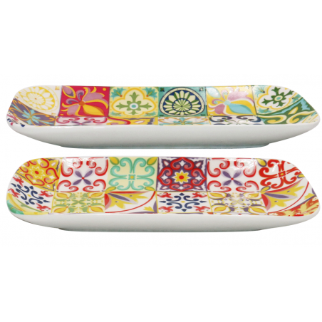 LOT DE 6 PLATEAUX RECTANGULAIRES 22CM EN CERAMIQUE "ZELLIG" ARD'TIME ZELPLAREC