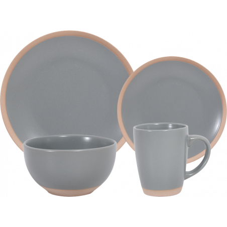 SERVICE 16 PIECES GRIS SOURIS EN CERAMIQUE "ESLOV" ARD'TIME ESLSERV16-G