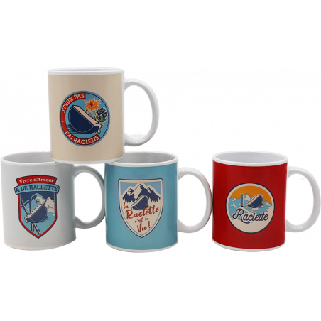 LOT DE 4 MUGS 350ML EN CERAMIQUE "RACLETTE PARTY" ARD'TIME RPMUG