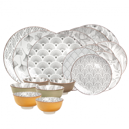 SERVICE 18 PIECES EN PORCELAINE "SASEBO" ARD'TIME SASSERV18